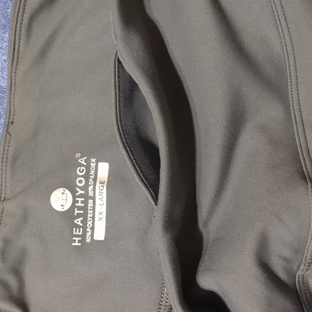 Heathyoga Women's Yoga Grey Leggings with Pockets  High Waist NWT Size XXL - Picture 7 of 7